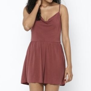 American Eagle Cowl Neck Spaghetti Strap Romper in Dusty Rose, Size M